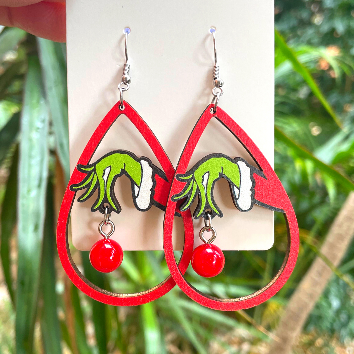 Grinch deals leather earrings