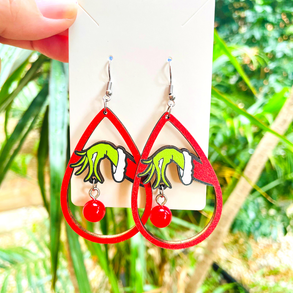 Grinch deals leather earrings