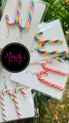 Candy Cane drop earrings-Narelle's Arts & Crafts