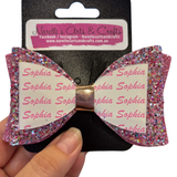 Personalised Name Bow - Pink confetti-Narelle's Arts & Crafts